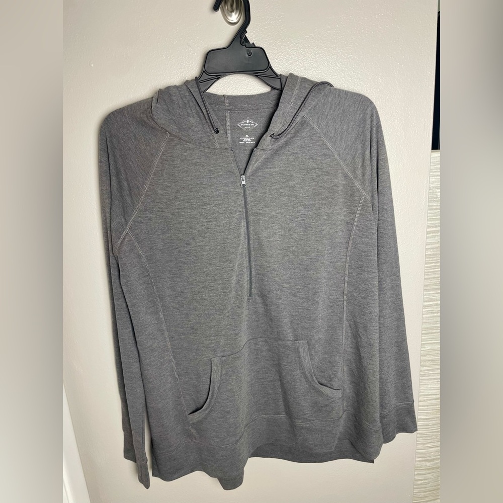 St. John's Bay Gray Half Zip-Up Hooded Sweater